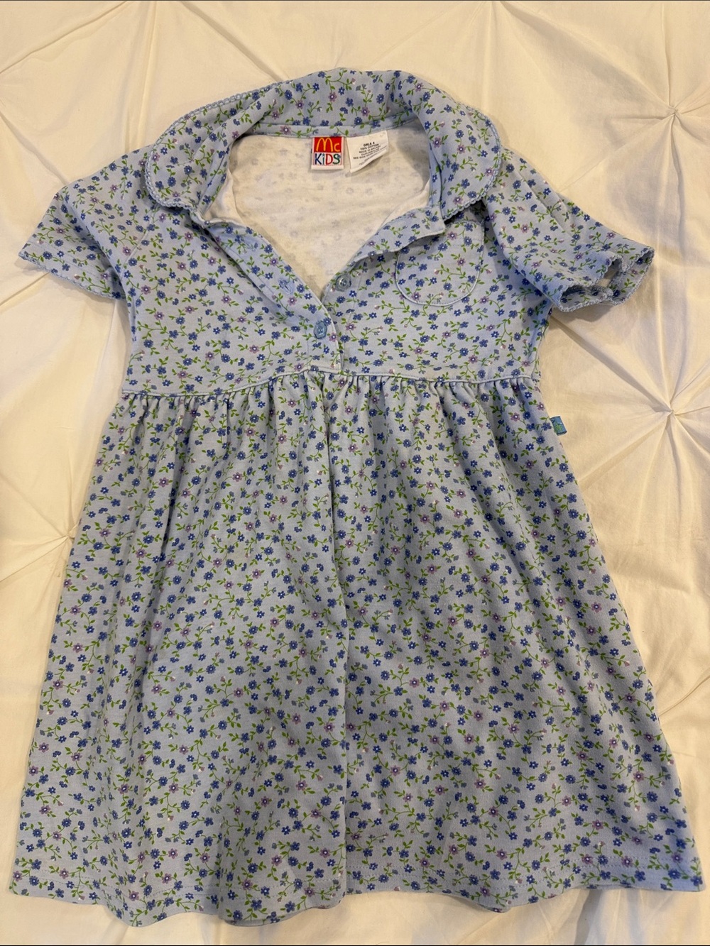 McKids Light Blue Floral Polo Dress